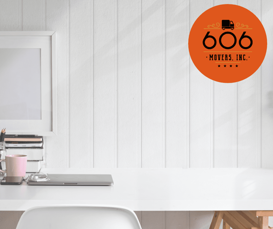 Home office with white walls